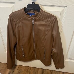 Apt. 9 Tan Faux Leather Jacket. Like New